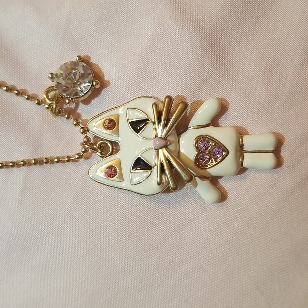 Betsey Johnson Mini Critters Cat Pendant Necklace